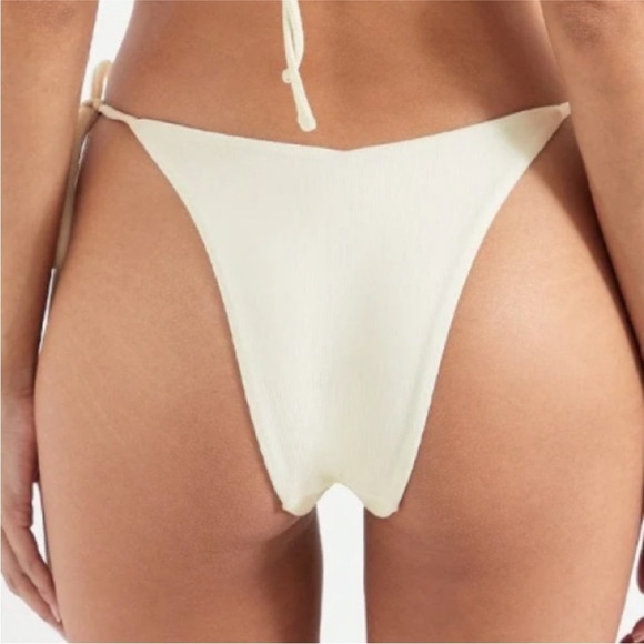 OneOne Swimwear Free People Ariel Bottom Ivory Side Ties Adjustable size XS NWOT - Picture 2 of 10